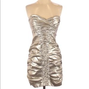 Nicole Miller Metallic Strapless Cocktail Dress 8